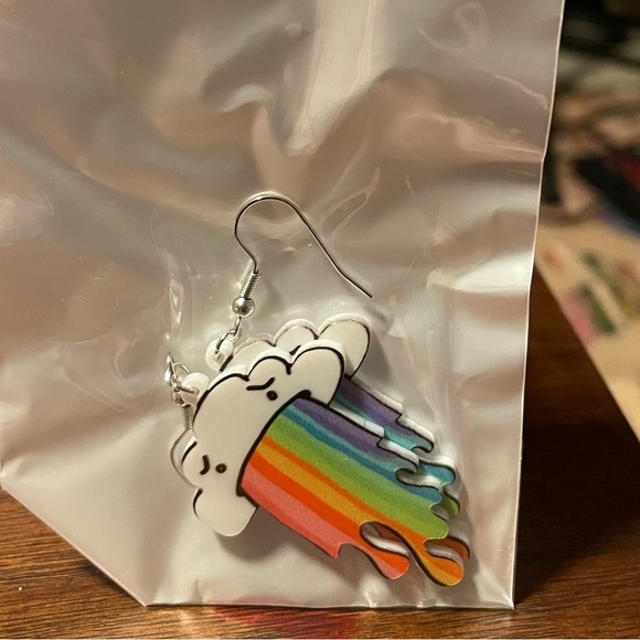 ☁️ 🌈 Cloud Vomiting Rainbow Fashion Earrings ☁️ 🌈 - Picture 2 of 5
